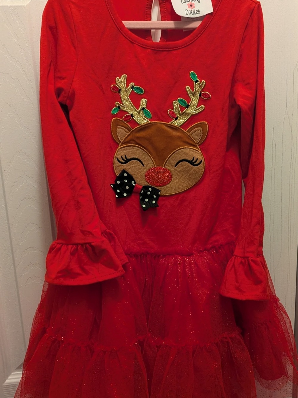 Red Holiday Reindeer Tulle Dress -